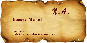 Nemes Ahmed névjegykártya